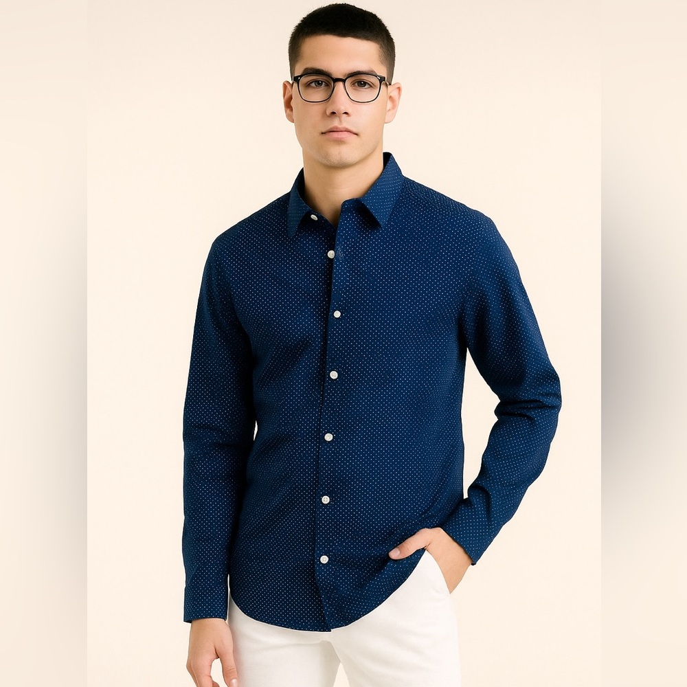 Old Navy Men's Navy Blue Button Down Shirt Large Size